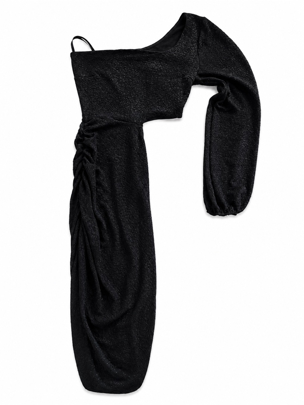 Windsor Black Evening Dress with One-Shoulder, Slit, Open Side Detail